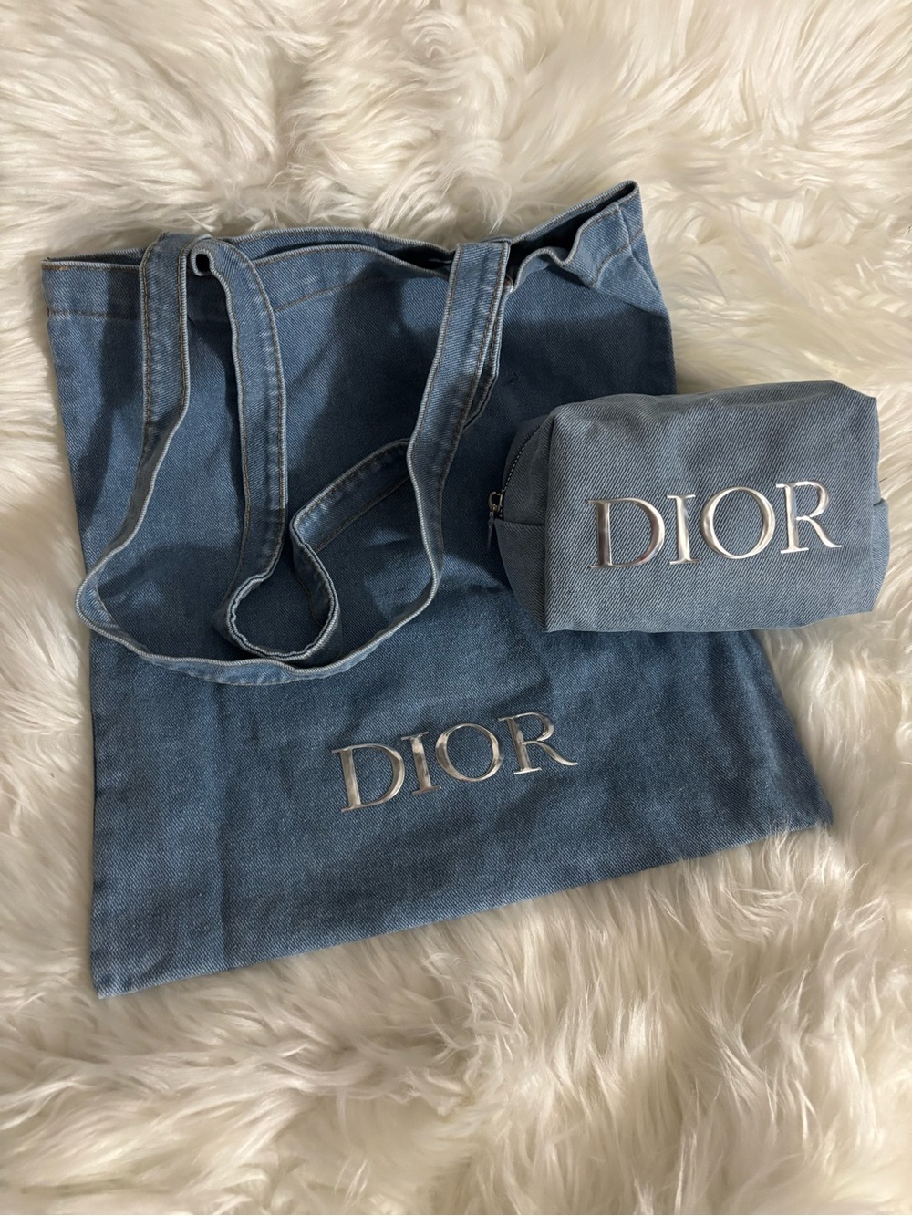 BEAUTE Blue Denim Tote with Pouch